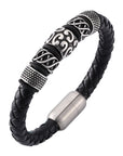 Genuine Leather Woven Stainless Steel Bracelet