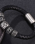 Genuine Leather Woven Stainless Steel Bracelet