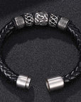 Genuine Leather Woven Stainless Steel Bracelet