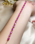 Women’s Natural Ruby Bracelet – 0.8ct Pre-Stone Gem, 18K Gold-Plated Hand-Inlaid 925 Silver Jewelry