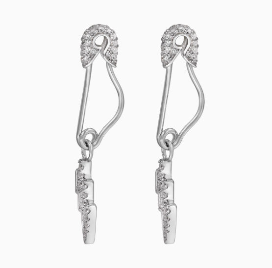 925 Sterling Silver Safety Pin Earrings Men&#39;s