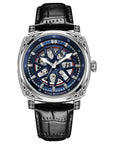 Men’s Stainless Steel Automatic Mechanical Watch – Leather Strap Classic Timepiece