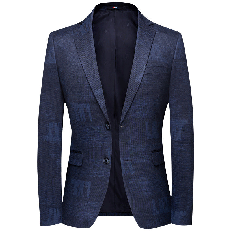 Men’s Slim Plaid Suit Jacket – Korean City Style Elegance