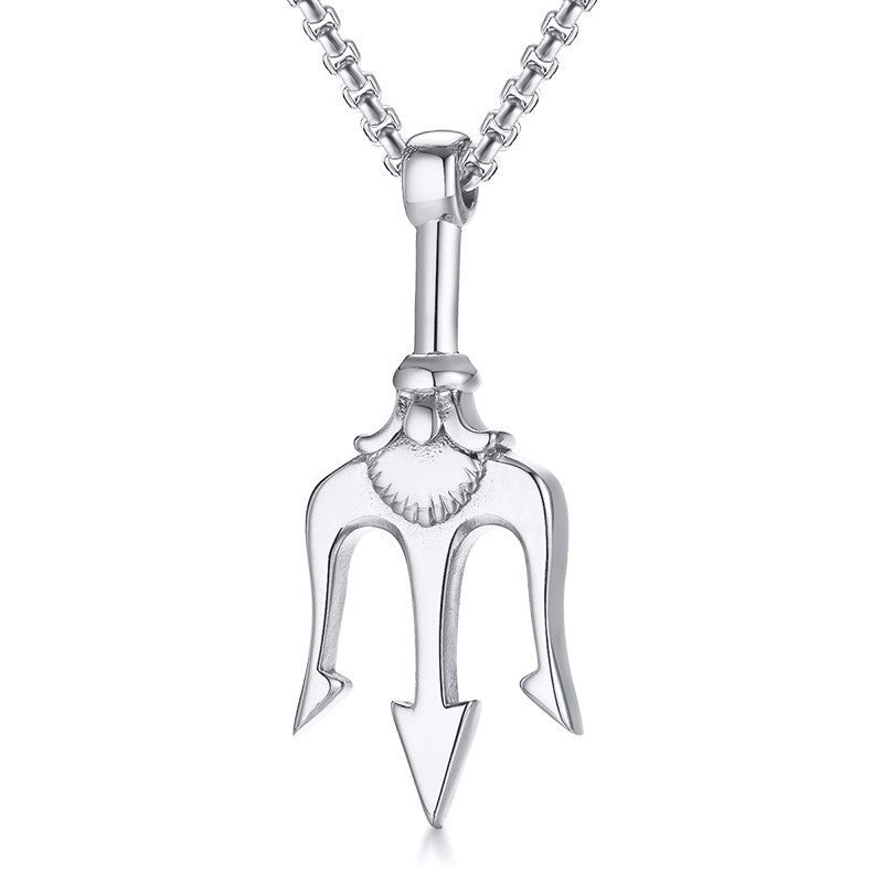 Titanium steel trident necklace men