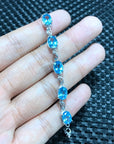 ✨ 925 Silver Natural Topaz Bracelet – 6x8mm Mozambique Gemstone Luxury Jewelry – 5 Stone Micro Inlay Design