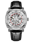 Men’s Stainless Steel Automatic Mechanical Watch – Leather Strap Classic Timepiece