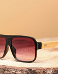 Wooden square sunglasses men