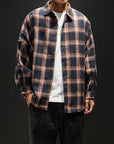 Plaid  long sleeve shirt men