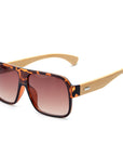 Wooden square sunglasses men