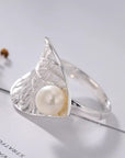 Pearl Inlaid Brushed Ring