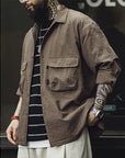 Woven Seersucker Long Sleeve Shirt men