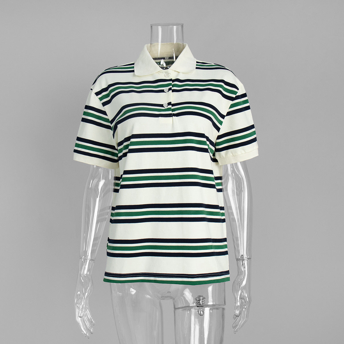 Women&#39;s Stripe Polo Shirt – Cotton