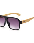 Wooden square sunglasses men