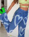 Love graffiti women high waist straight slim jeans