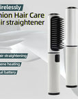 LCD USB Charging Straight Comb Negative Ion Lazy Hair Straightener Curly Hair Dual-use Broken Hair Finishing