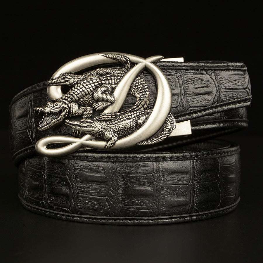 BeltCrocodile Buckle Men Belt Real Cowhide Automatic Buckle Casual