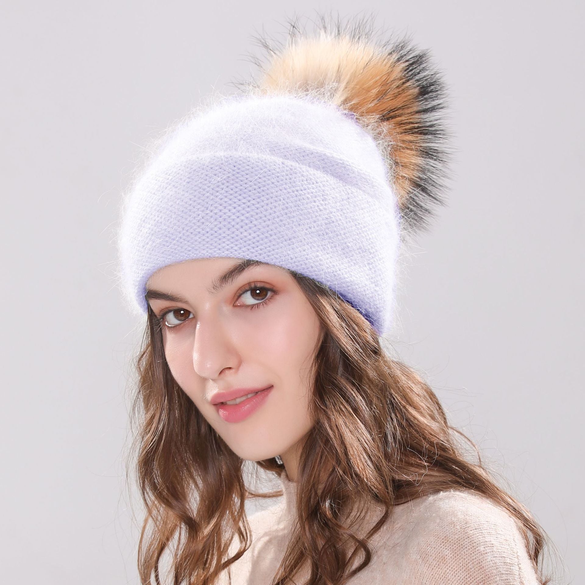 Angola Rabbit Fur Bonnet Girl &#39;s Hat Fall Female Cap