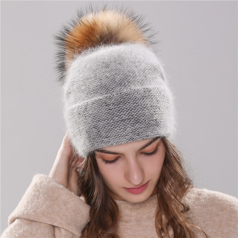 Angola Rabbit Fur Bonnet Girl &#39;s Hat Fall Female Cap