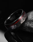 8mm Wide Electroplated Black Spiral Red Tungsten Steel Ring