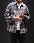 Plaid  long sleeve shirt men