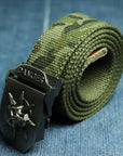 Men Canvas Skull Metal Belt