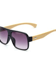 Wooden square sunglasses men