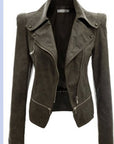 Motorcycle leather jacket jacket zipper two leather jacket