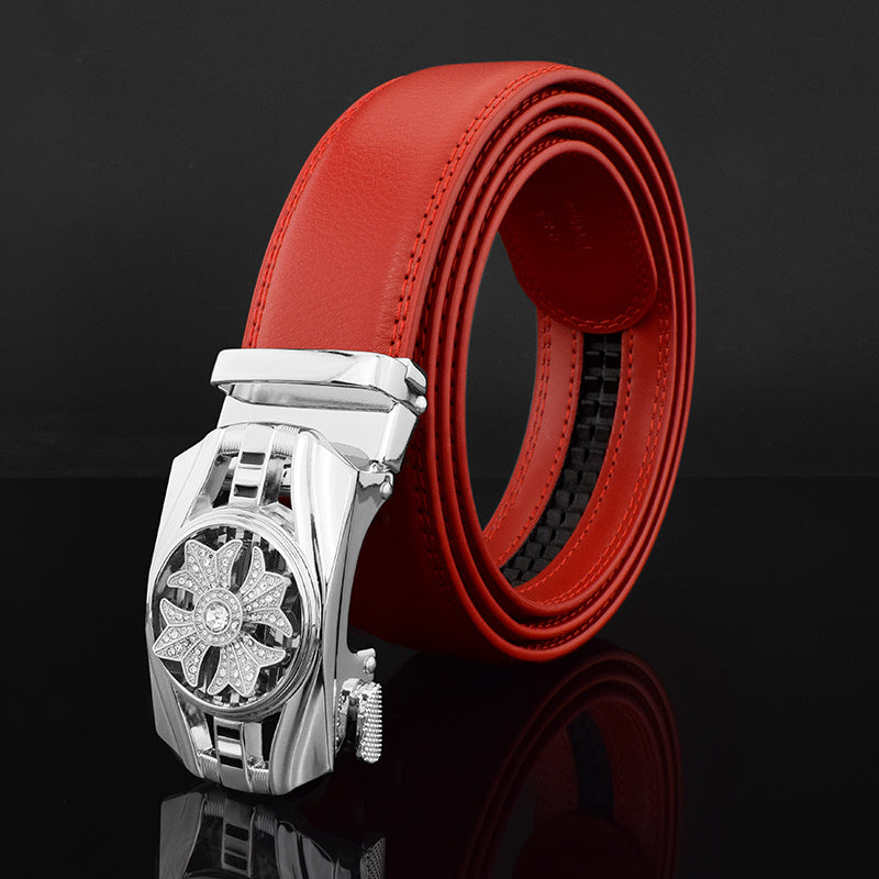 Belt Men&#39;s Leather Automatic Buckle