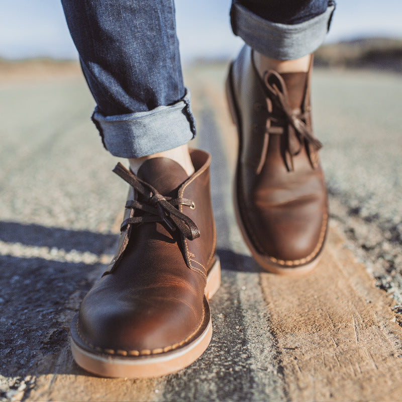 Men&#39;s  Low Top Cowhide genuine leather Martin Boots