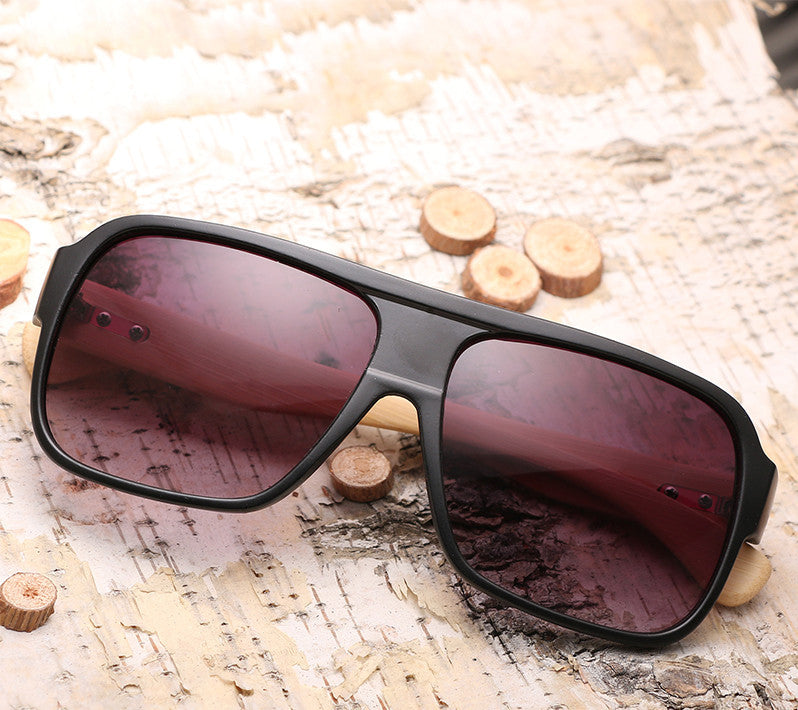 Wooden square sunglasses men