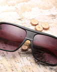 Wooden square sunglasses men