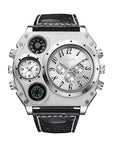 Dual time zone quartz watch for men