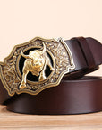 Cow Head Copper Buckle Belt