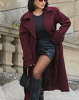 Lapel Woolen Coat Trench  Women