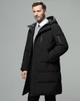 Long padded down jacket for men