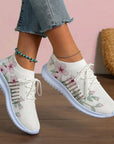 Women's Fashion Casual Flyknit Wedge Lace-up Mesh Shoes