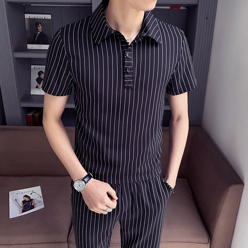 Men&#39;s short sleeve shorts suit two piece set