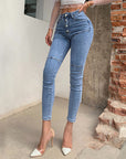 Women’s High-Waisted Denim Jeans – Slim Pencil Fit with Cotton Comfort