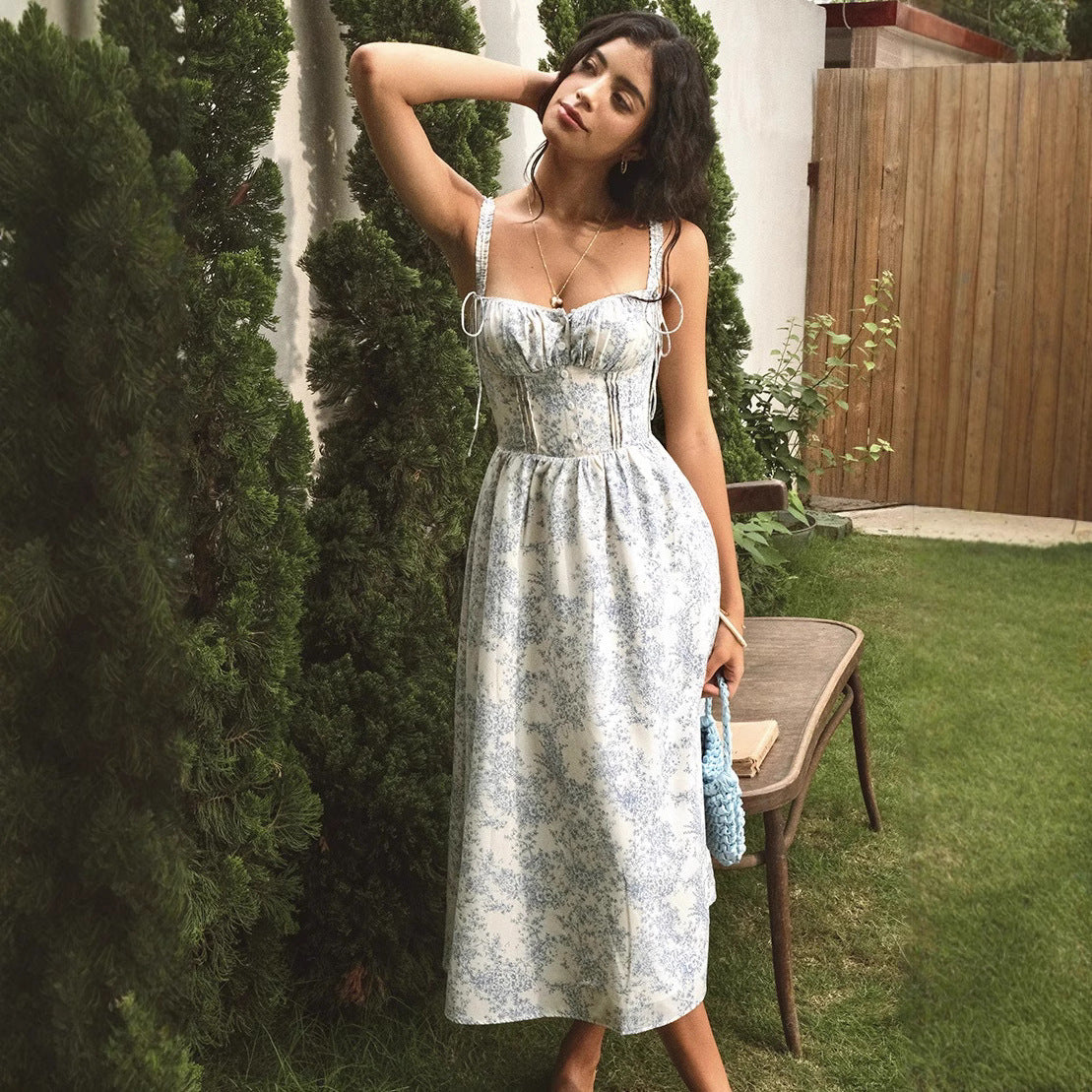 🌊 Women’s Bow Sling Dress – Seaside Elegance with a Playful Twist