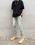 yellowish worn slim fit  jeans