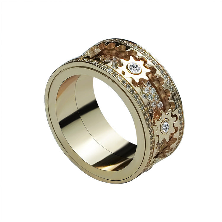 Gypsophila diamond gear rotating men and women ring