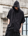 Hooded loose drop shoulder shirt MEN