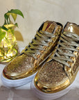 Nightclub boots bright face personality Martin boots men's casual high-top shoes retro gold boots