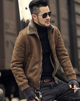 Brown lamb fur  men's jacket