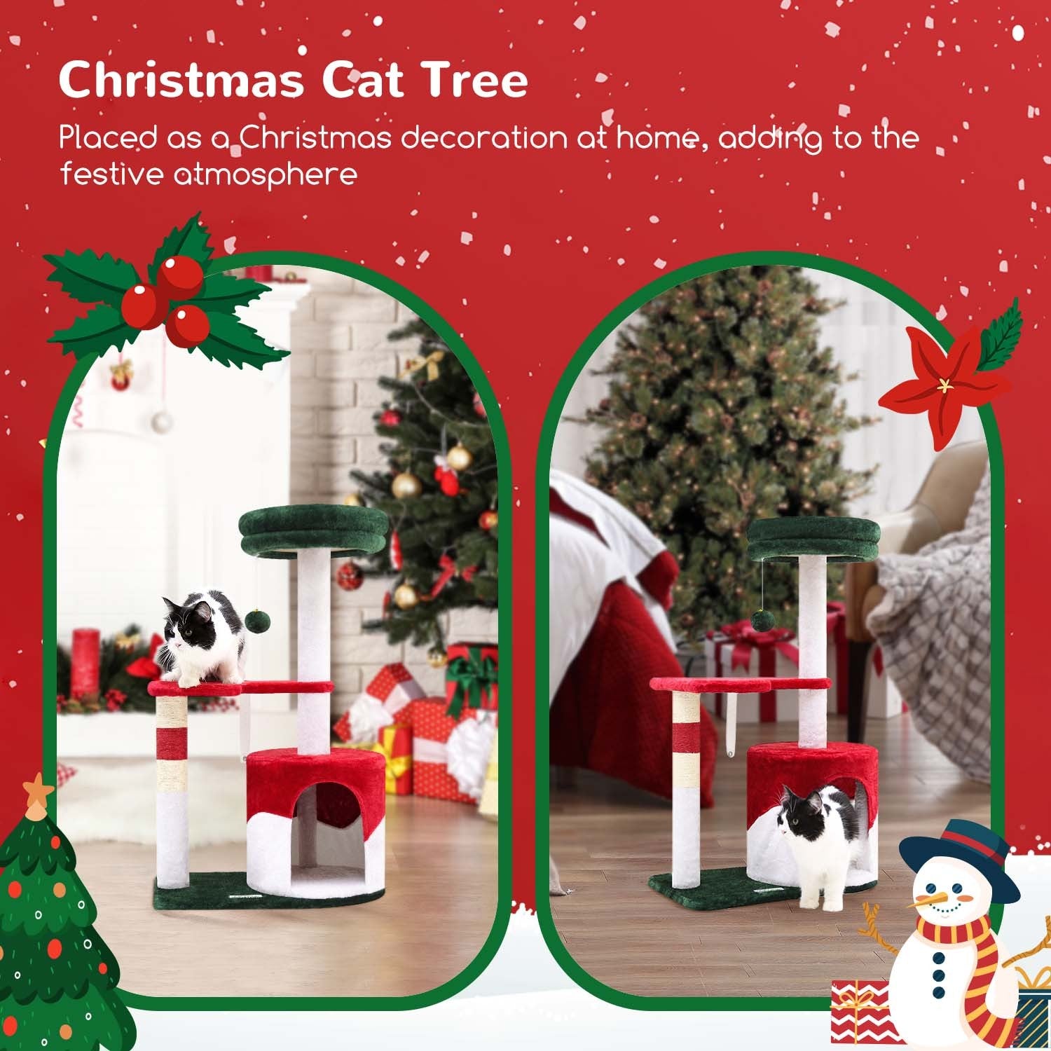 33 Inch Christmas Style Cat Climbing Frame  ( USA ONLY + 3 TO 5 DAYS SHIPPING)