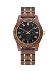 Retro Walnut Gold Multi-functional Men's Quartz Watch