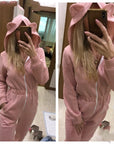 Long Jumpsuit Romper Hoodie Women Fitness Winter Autumn