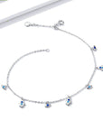 Silver Blue Eye Palm  Anklet