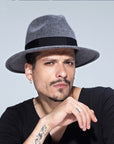 Men’s Wool Felt Jazz Hat – British Style Flat Brim Fedora