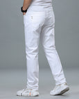 Men's Business Straight-Leg Stretch Pure White Jeans